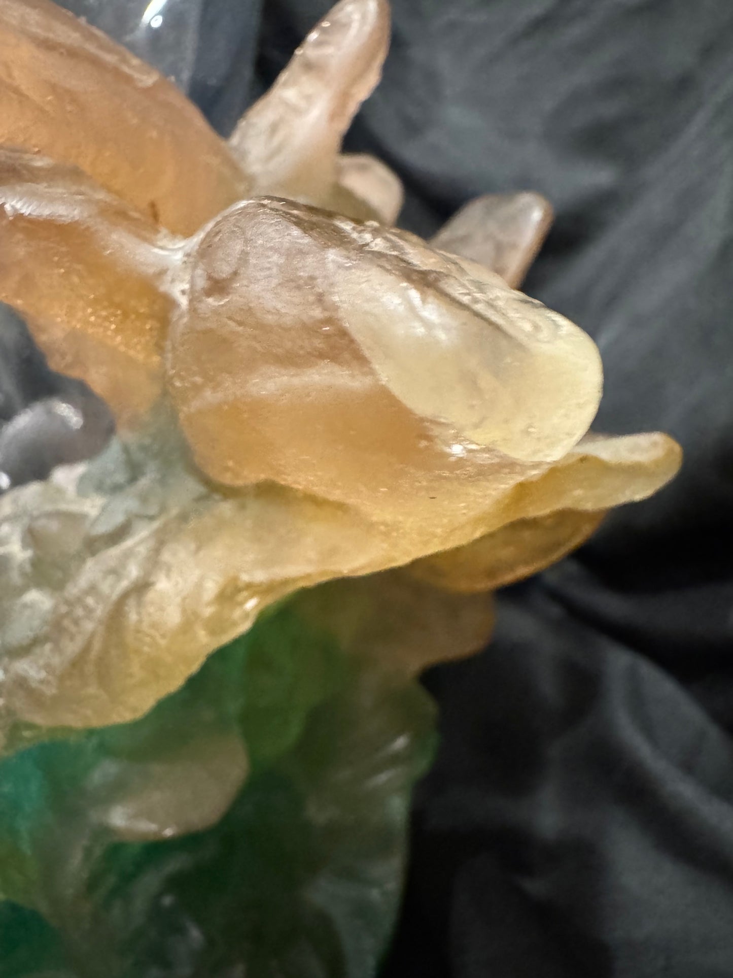 DAUM France Trumpet Vase with Pâte de Verre Snake & Foliate Base