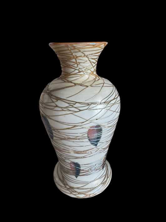 Durand Colorful Threaded Art Glass Vase