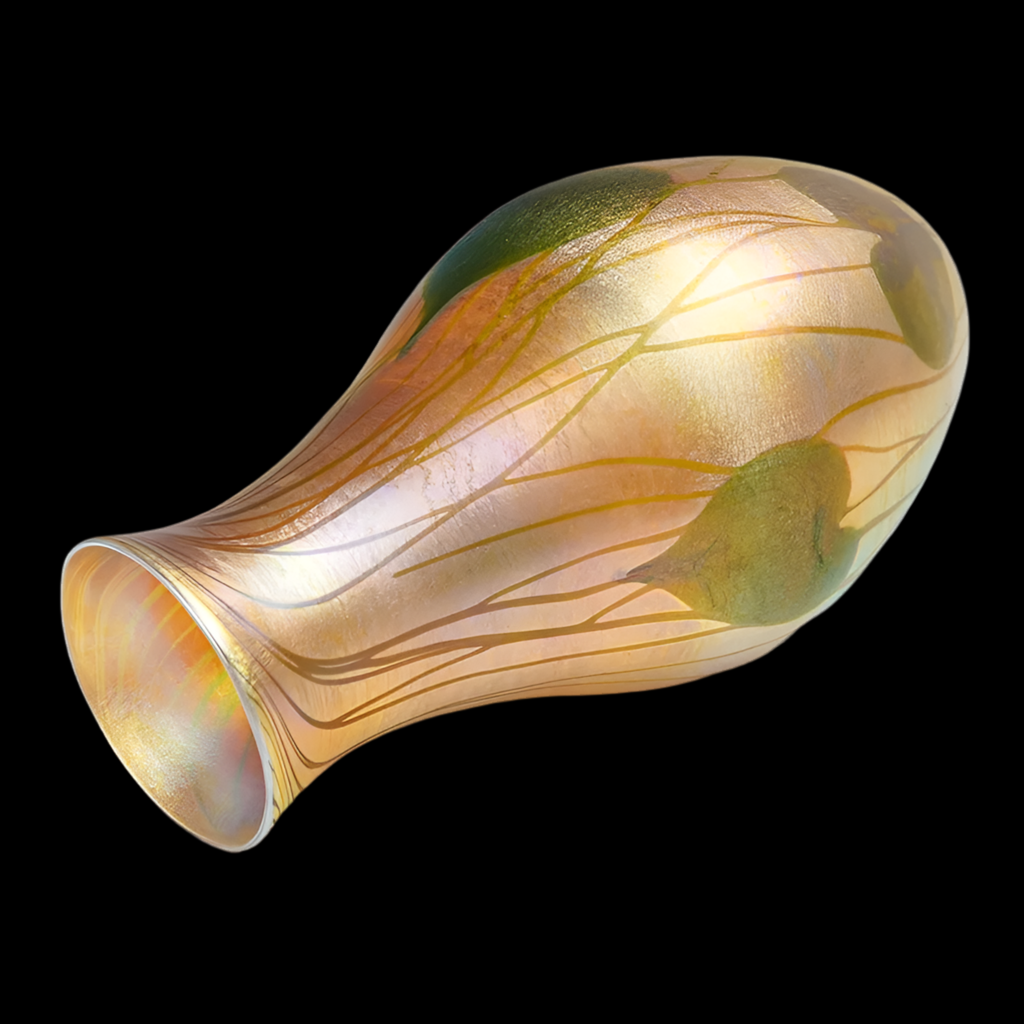 Massive Louis Comfort Tiffany Studios Favrile Glass Iridescent Leaf and Vine Vase