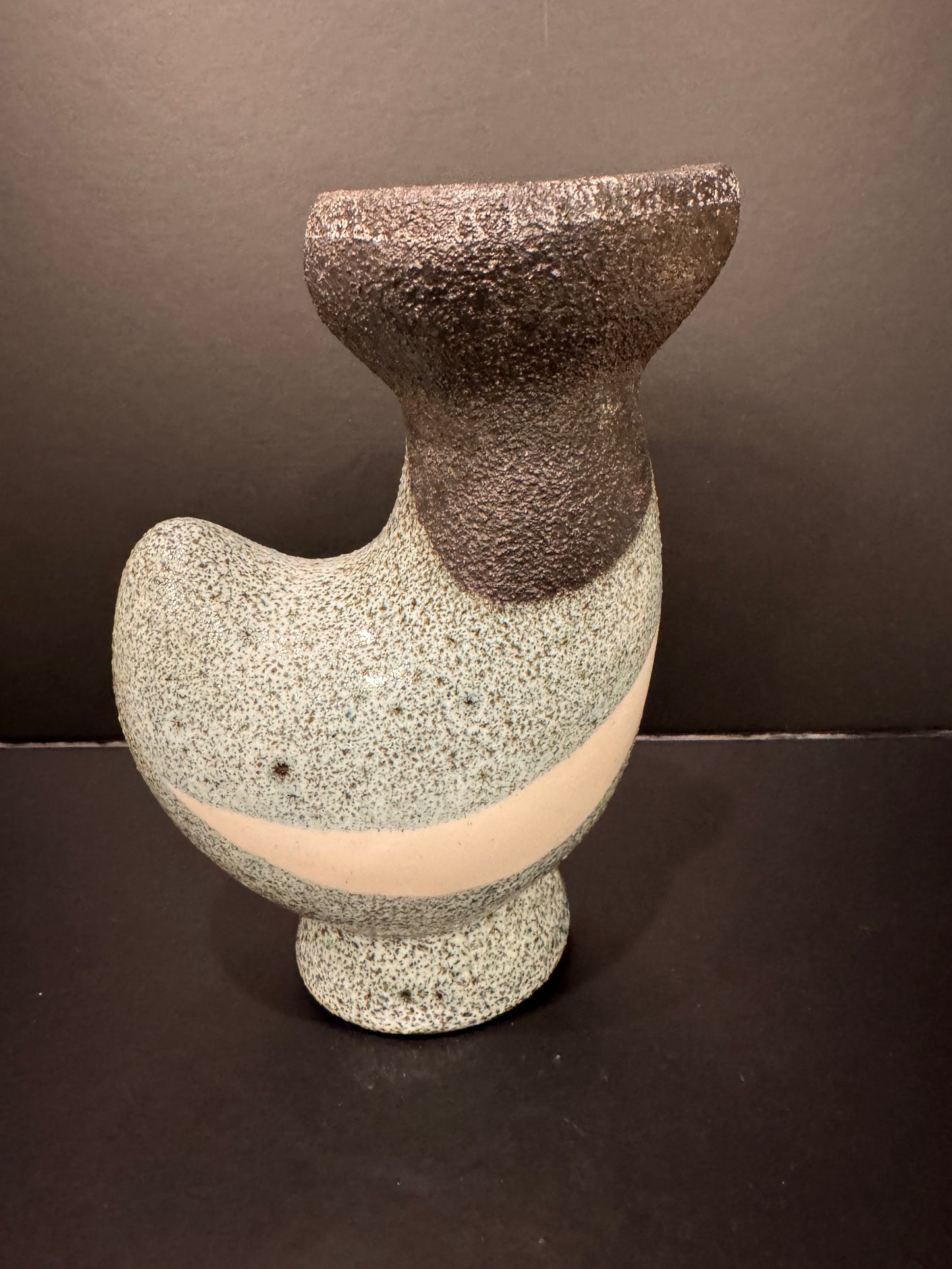 Gilbert Valentin "Les Archanges" Vallauris Biomorphic Ceramic Vase, France, 1950s Rare.