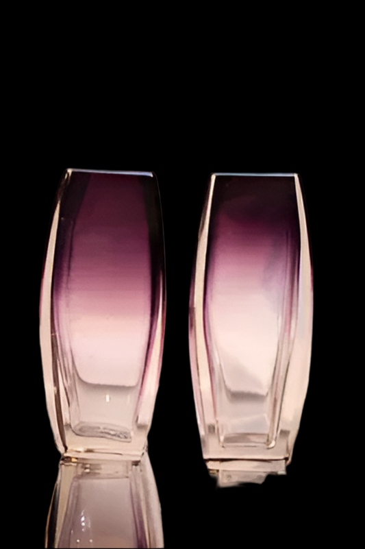 Moser Amythest Cut Glass Cabinet Vase 4" Pair