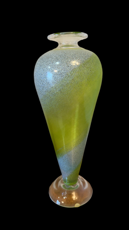 Green, And White Swirl Vase Kosta Boda