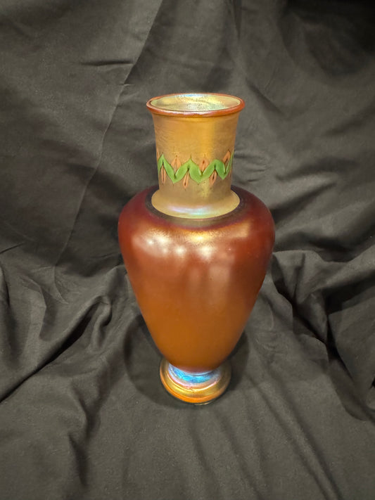 Massive Tiffany Studios Favrile Glass Vase with Tel el-Amarna Decoration, Circa 1900