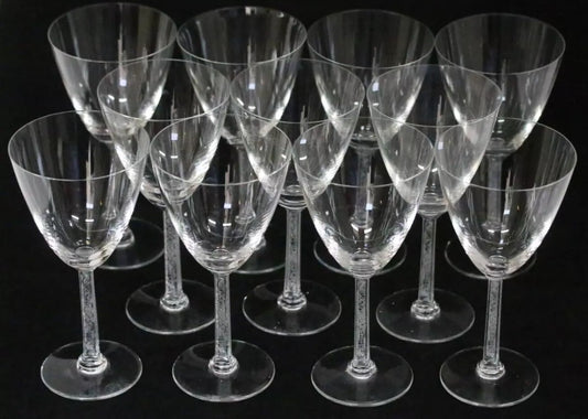 Lalique Phalsbourg Bordeaux Wine Glass Crystal France Signed Set Of 11