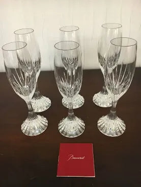 Set of 6 vintage Baccarat Massena Champagne Flutes