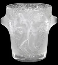 Lalique Crystal, France Ganymede Frosted Champagne Ice Bucket, 9" H