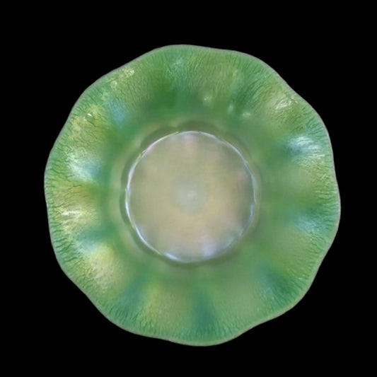 Tiffany Favrile Green Pastel Opalescent Glass Bowl