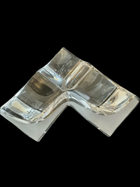 Daum 3 Section Cubist Clear and Frosted Vide Poche Sculpture