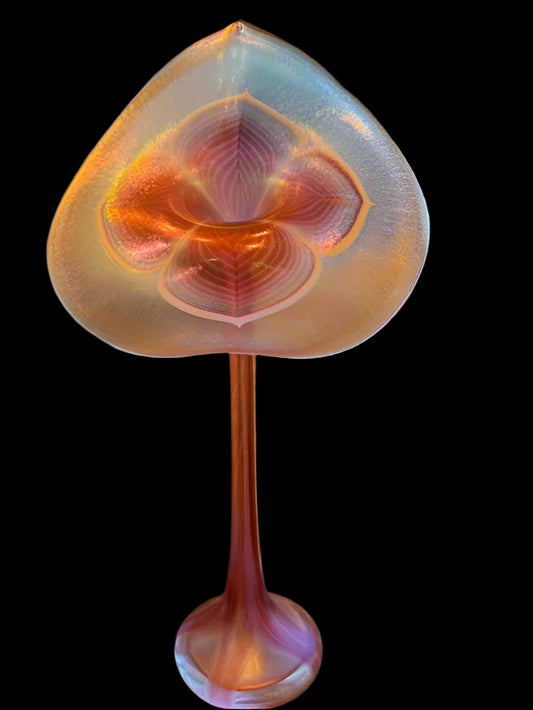 Stuart Abelman Iridescent Pulled Feather Jack in the Pulpit Art Glass Vase