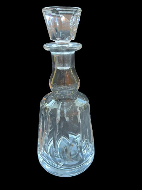 Saint Louis French Crystal 11 1/4" Jersey Decanter & Stopper ~ Vintage Blown Glass Cut Crystal Barware