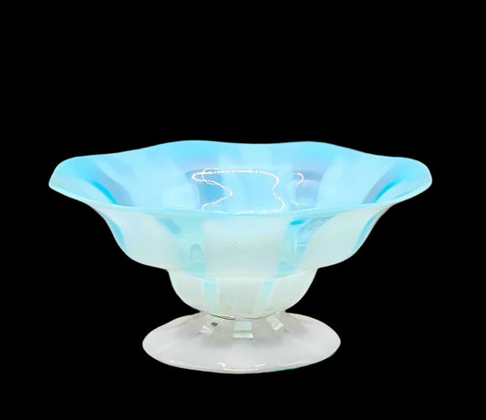 Louis Comfort Tiffany Favrile Pastel Opalescent Glass Footed Fruit Vase